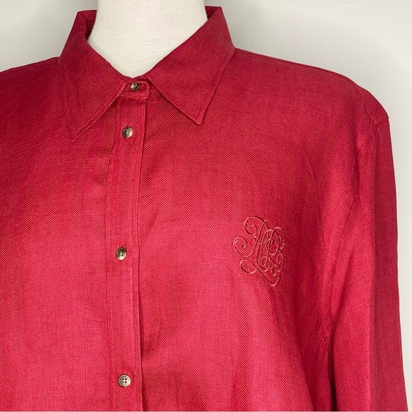 LAUREN RALPH LAUREN Women’s Classic Linen Button Down Shirt - Picture 5 of 8